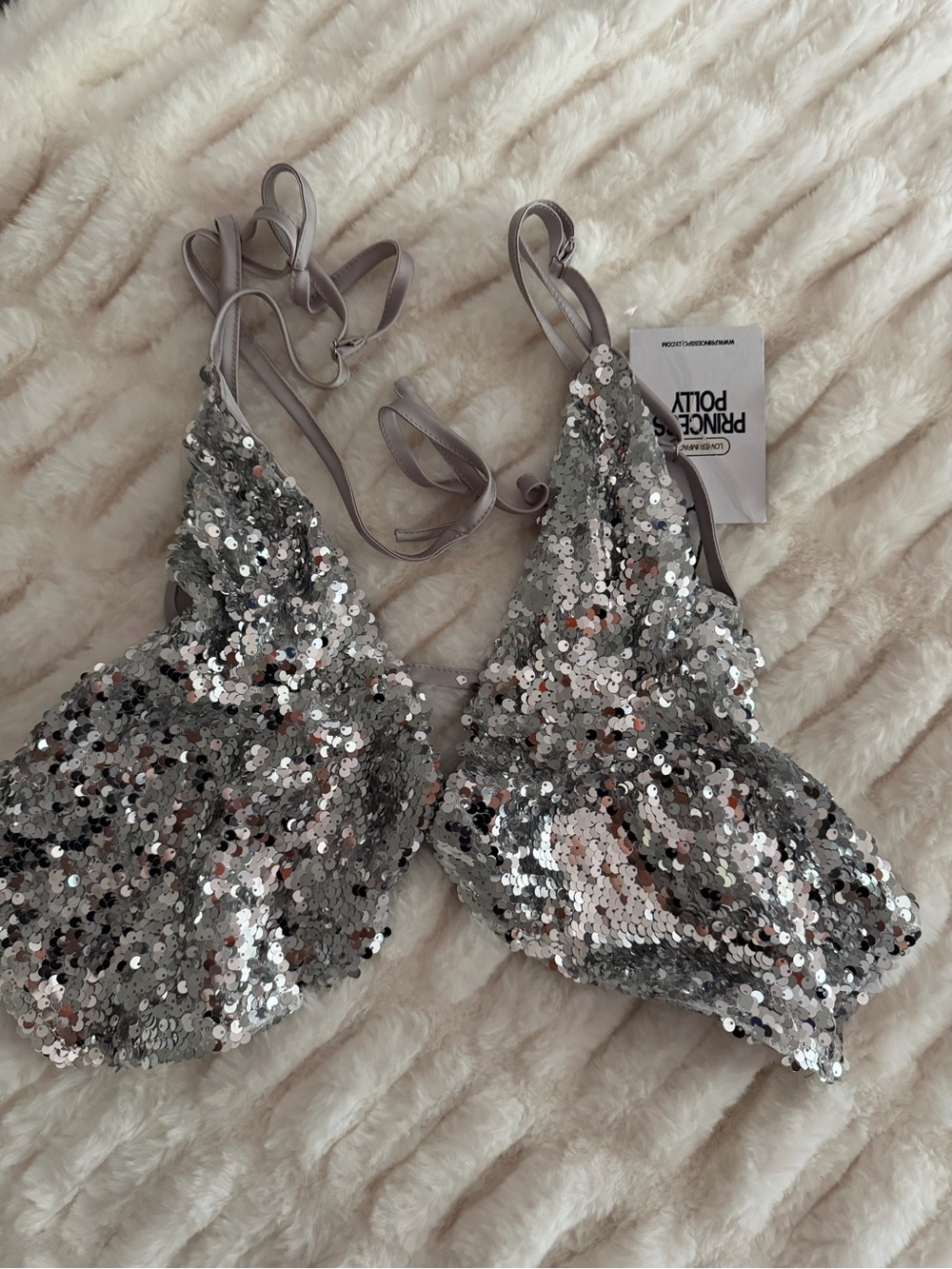 NWT Princess Polly Silver Open Back Top